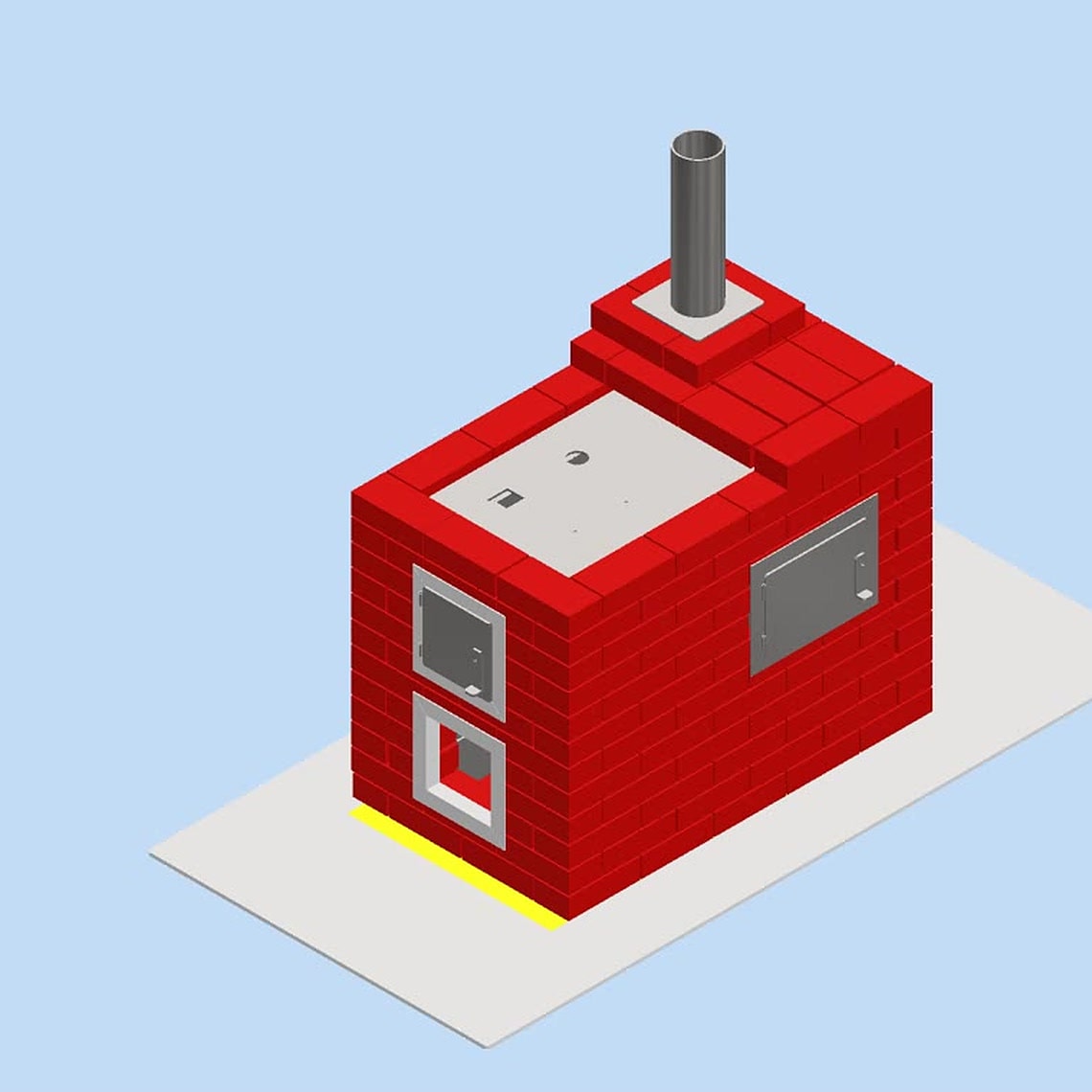 A 3D assembly (a brick oven) open in Inventor
